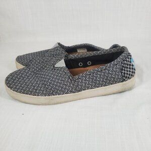 Womens Toms Black White Chevron Pattern Slide On Shoes Sz W7